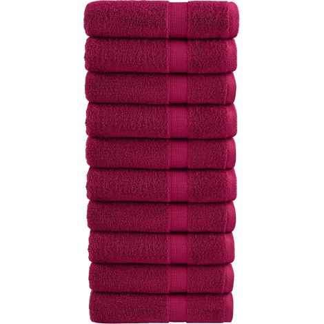 Serviettes de qualité supérieure SOLUND, lot de 10, coloris Bordeaux, 50 x 100 cm, 600 g/m²