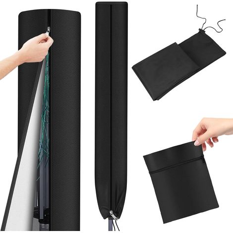Housse Sechoir Parapluie Imperméable, 420D Oxford Housse de Protection pour Séchoir à Linge Rotatif Coupe-Vent Etendoir Parapluie à Linge avec Fermeture éclair Et Cordon De Serrage-170×16×16cm (1/5)