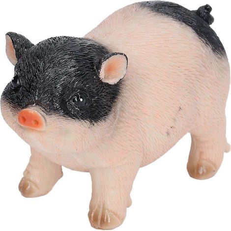 Statue de cochon mignon pour jardin, figurine animale en résine, sculpture d'extérieur, ornement de pelouse en résine, mini rose et noir