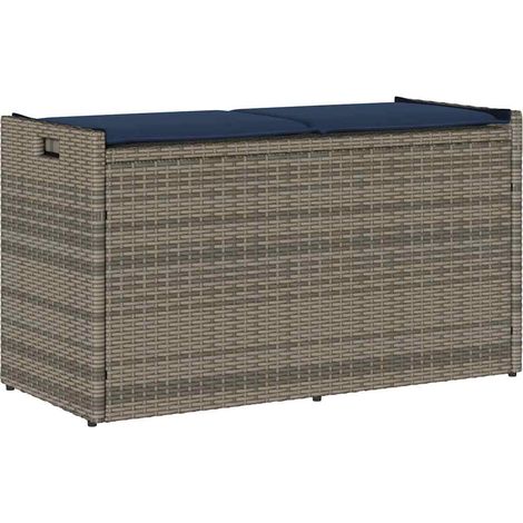 Banco de almacenaje con cojín gris 100 cm ratán sintético vidaXL (1/5)