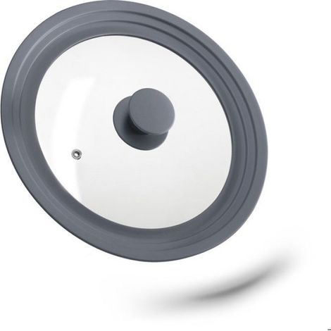 Couvercle En Verre - Rebord Silicone Dégradé - Pour Casseroles Et Poêles 22 À 26 Cm - Gris - 1 Pièce (1/5)