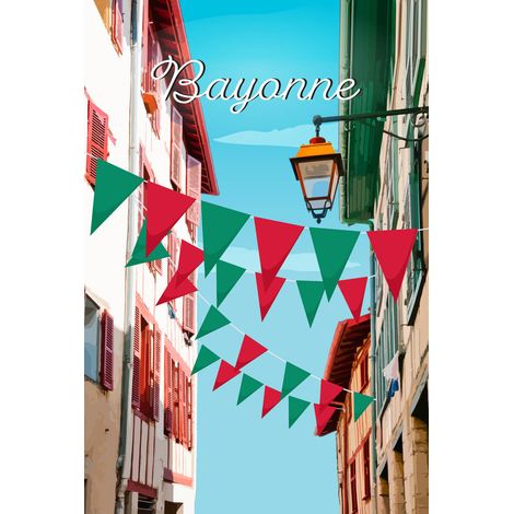 Tableau sur toile illustration Bayonne 45x65 cm - Impression sur Toile Murale Décorative - Image imprimée en HD sur Toile - Toile sur Châssis en Bois FSC - Fabriqué en France (1/5)