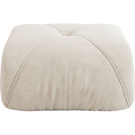 Ottoman acolchado de chenilla color beige claro HOMVRA (1/5)
