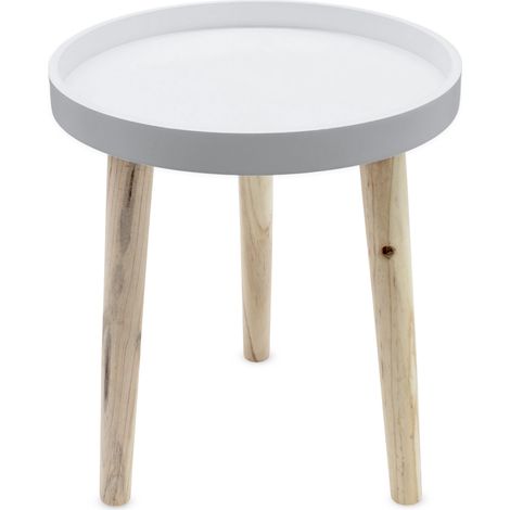 Deko Holz Tisch 36x30 cm - weiß - Kleiner Beistelltisch Couchtisch Sofatisch