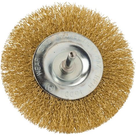 Brosse circulaire sur tige - SCID - Fils acier laitonné ondulés - Diamètre 100 mm