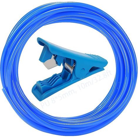 Tube en Polyuréthane, Flexible Pneumatique OD 8 mm x ID 5 mm avec coupe-tube bleu, Flexible pour compresseur d'air, tube PU 10 m pour le transport de gaz (bleu) (1/5)