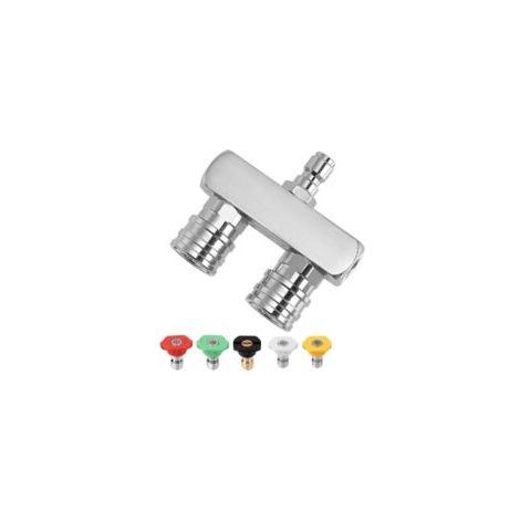 Double Buse Turbo 5000 PSI avec 5 Embouts pour Nettoyeur Haute Pression à Raccord Rapide 1/4" - Crezuo