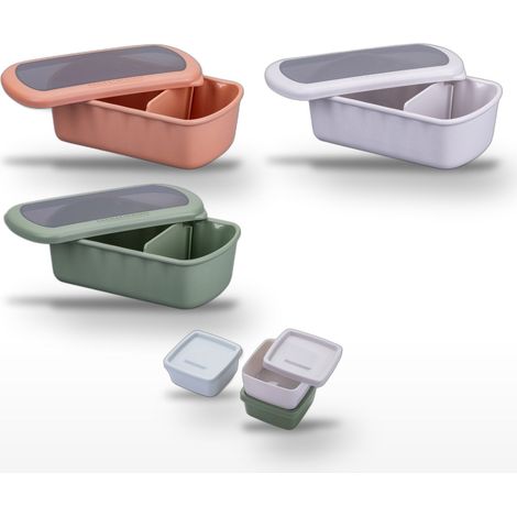 Lot de 3 Lunchbox 1L Fackelmann Storage avec set de 3 boîtes à sauce (1/5)