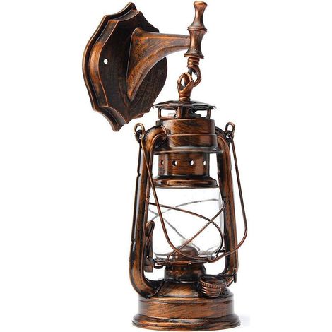 Rustikale Wandleuchte Laterne Wandlaterne Lichter Retro Antike Vintage Lampe Wandleuchte Veranda Leuchten Außenwandleuchte Außenbeleuchtung Garten Hof (Braun)