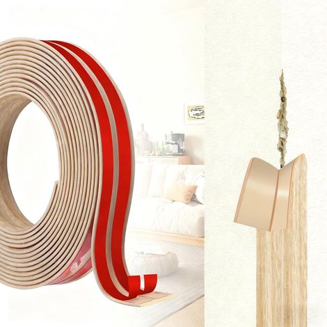 Baguette d'angle Autocollante PVC, Protection Flexible pour Murs et Meubles, Cornière Moulure Murale Profilé de Bord Souple pour Plafonds, Sols et Portes (1/5)