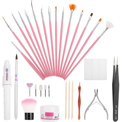 Kit professionnel de manucure : lime et repousse-cuticules, pinceaux à gel, outil de finition des ongles (1/5)