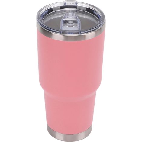 Isolierte Edelstahl-Trinkflasche, doppelwandiger Kaffeebecher mit Deckel für unterwegs – Rosa