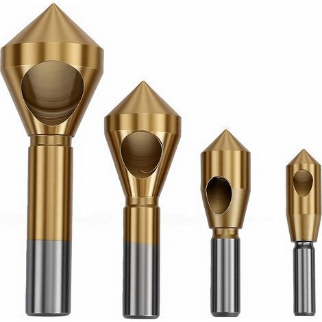 Outil de chanfrein à fraise 4 pièces 2-5mm 5-10mm 10-15mm 15-20mm HSS Ti enduit M2 Bit pour bois métal (1/5)