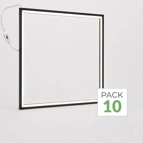 Pack de 10 - Dalle LED Cadre Lumineux CCT 60x60 36W - Cadre Noir - SILUMEN (1/2)