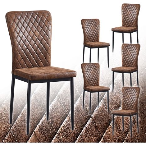 Set of 6 Suede Dining Chairs High Back Kitchen Counter chairs home & restaurants& Lounge Leisure&Living Room(Brown,4)