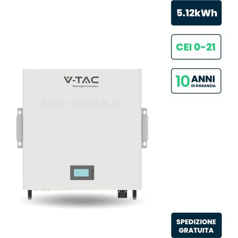 V-TAC VT48100E-W EES Batteria accumulo 5.12kWh LFP Litio BMS Integrato inverter impianto Fotovoltaico (51.2V 100Ah) CEI-021 (1/5)