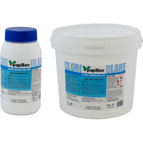 Cloro per Piscina 56% Granulare Alta Qualità Confezione da 1 kg Papillon (1/4)