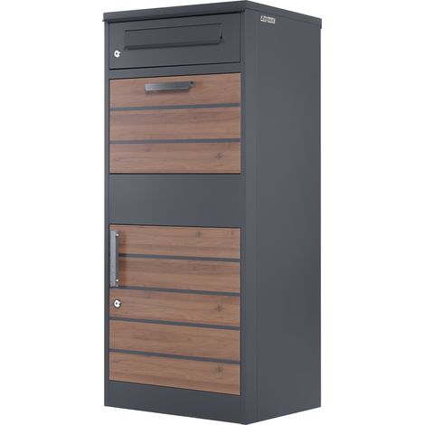 Zelsius – Boîte aux lettres pour colis RAL7016 anthracite – Compartiment sécurisé pour paquets – Acier galvanisé résistant aux intempéries – Dimensions 50x37x112 cm