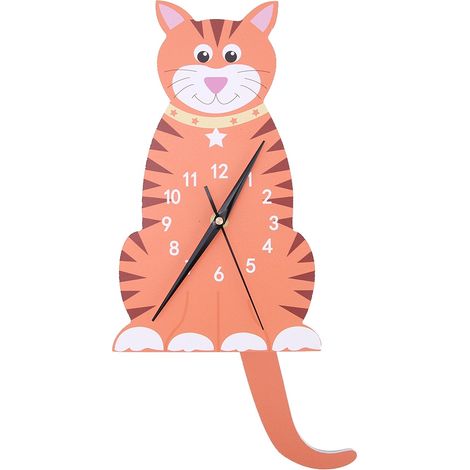 Horloge murale à pendule en forme d'animal mignon pour chambre d'enfant (1/5)