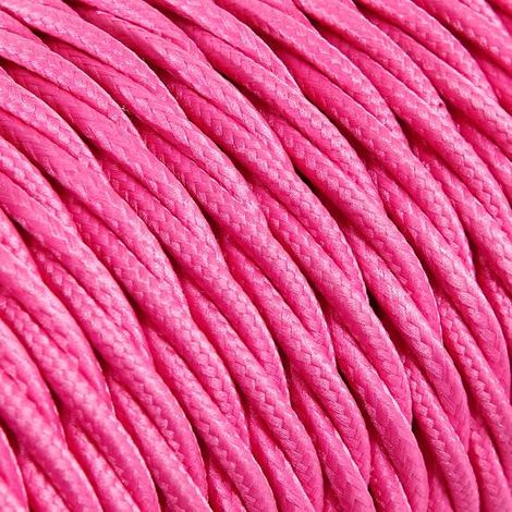 Câble Electrique Rose en Textile Torsadé 3x0.75mm² - Fil Electrique Tissu