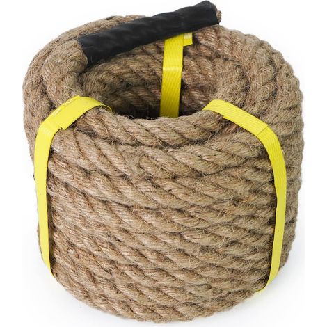 1 Corde en Jute 16mm, Tressée 4 Torons, Fibres Naturelles, Extrémités Renforcées, Pour Jardin Sport DIY