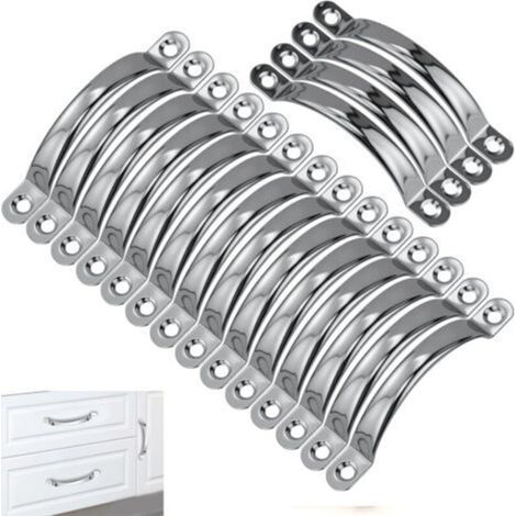 18 maniglie in acciaio inox, maniglie per mobili da cucina, maniglie per armadi, cassetti, bagno, camera da letto (argento)