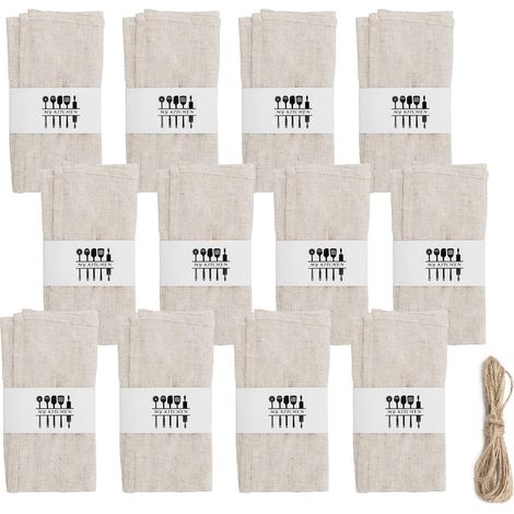 Lot de 12 serviettes en lin réutilisables - 40 x 40 cm (1/5)