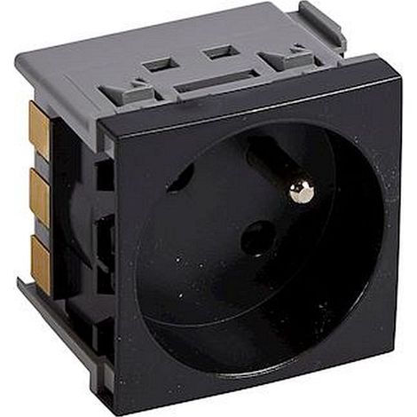 Prise juxtaposée 2P+T appareillage 45 Logix 2 modules pour goulottes, colonnes et colonnettes noir (49242)