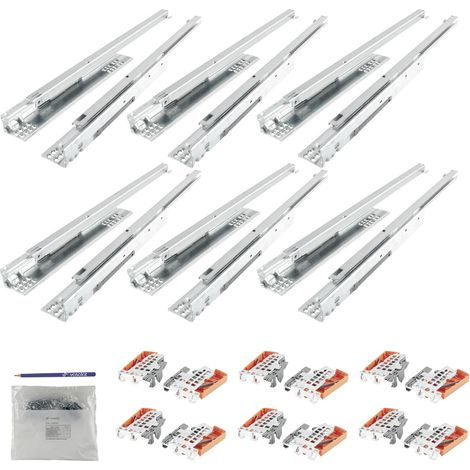 Blum Tandem Teilauszug Set, Schubladenauszug 600mm Blumotion mit praktischer Blum Kupplung, Schubladenführung Tragkraft 30kg - 6 Paar Schubladenschienen mit Kupplung (1/5)