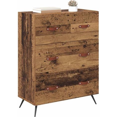 Toilette en Bois Massif Style Rétro, Abattant WC Design Vintage en Bois d'Ingénierie, Chasse d'Eau Économique et Silencieuse, Dimensions 69.5 x 34 x 90 cm pour Salle de Bain (1/5)