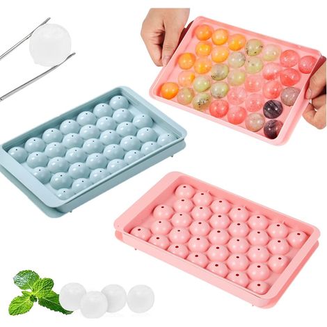 Mini bacs à glaçons sphériques, moules à glaçons ronds pour congélateur, bacs à glaçons pour congélateur, moules à glaçons sphériques ronds (lot de 2) (1/5)