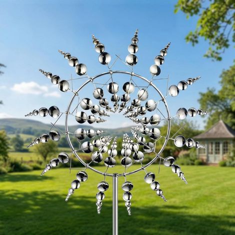 Windspiel Garten Metall, 3D Windrad Kinetisch, Rostfrei, 65cm, Multicolour
