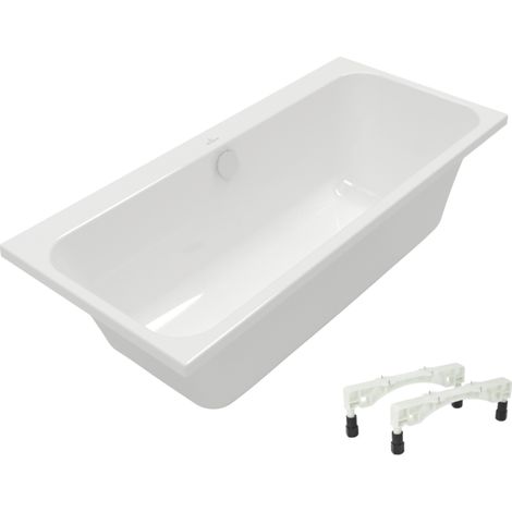 Villeroy & Boch – Baignoire droite 150 x 70 – Acrylique blanc – Écoulement central pour 2 personnes – Classe antidérapante A – Installation flexible