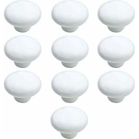 Door Knob 10 PCS 33mm Ceramic Handle Kitchen Door Drawer Cabinet Knobs White (1/5)