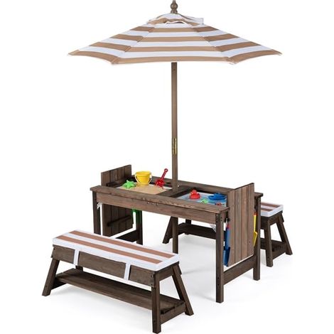 COSTWAY Tavolo da Picnic per Bambini in Legno per Bambini 3+ Anni (Marrone) (1/5)