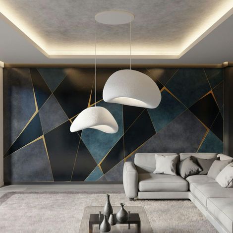 Suspension moderne blanche 2 abat-jour design 80 cm NOXIS (1/5)