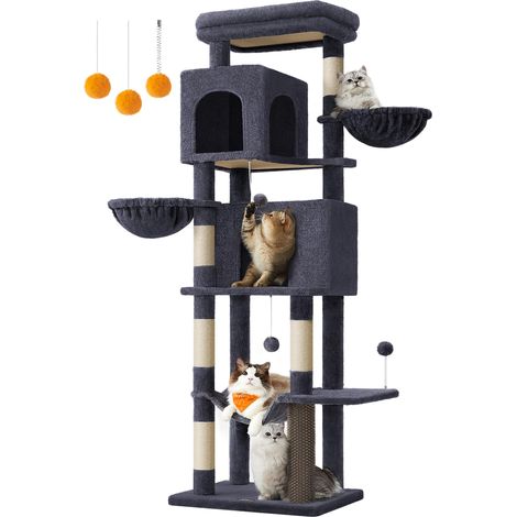 Grand Arbre à Chat, 174 cm, Multi-Niveaux, 2 Niches, 2 Paniers (1/5)