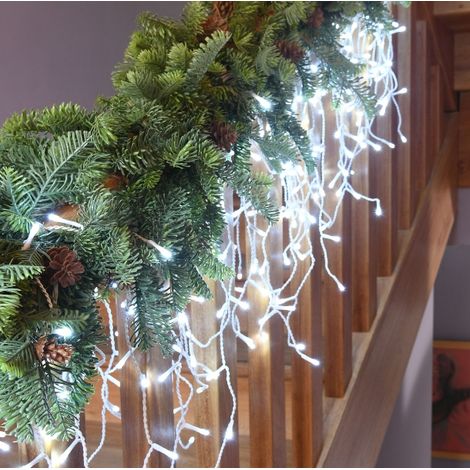 Guirlande stalactite de Noël LED blanc pur scintillante 8 m connectable (1/3)