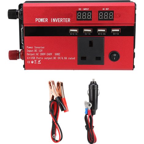 Tragbarer 600-W-Solarwechselrichter mit USB und LED, 24-V-/220-V-300-W-Konverter für Camping und Notfälle