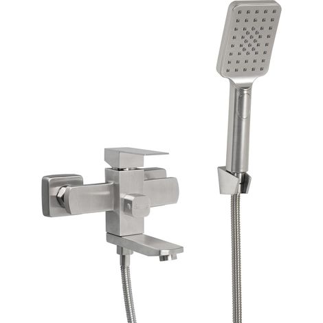 1 Mitigeur Baignoire, Bec Rotatif 180°, Acier Inoxydable, Douchette Murale, Salle de Bain