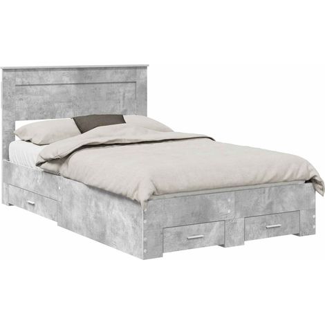 Estructura de cama con cabecera Gris Concreto 135 x 190 cm vidaXL