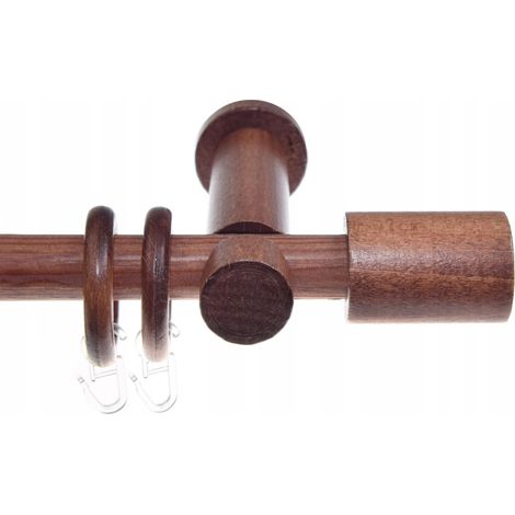 Asta per tende singola in legno, moderna, in ontano, cilindro, 120 cm, Fi20 (1/5)