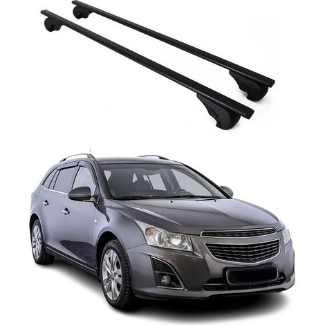 OMAC Barres de toit pour Chevrolet Cruze Wagon 2011-2016 – TÜV / DIN 75302:2019 – Antivol inclus – Charge max 75 kg – 2 barres Noir (1/4)