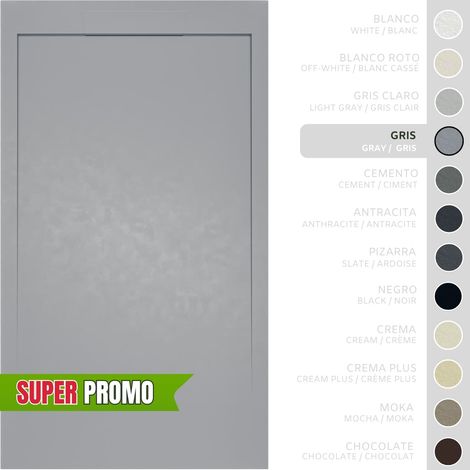 SOULBATH Plato de Ducha Extraplano Antideslizante – Resina Gel Coat - Textura Liso/Piedra – GRIS - 160X70 - Extraplano 3cm - Incluye Válvula desagüe y Rejilla integrada mismo color (1/5)