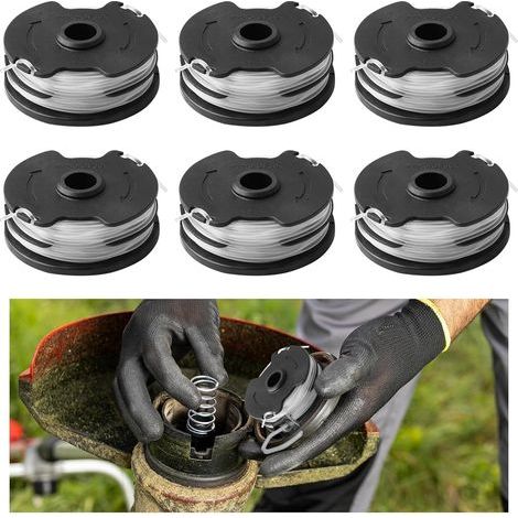 6 Bobine de Fil de Rechange Compatible avec Parkside PRTA 20-Li A1/B2/C3, PRT 300 A1,PRT 50 A3, 1,65 mm 10 m Coupe Bobine Portafilo et Longueur per PRT 550 A1/A3, PRTA TA 20-Li, C3-IAN 365589 (1/4)