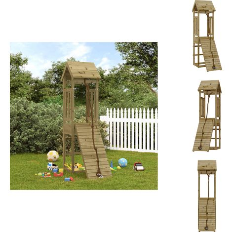 Maisonnette de jeu avec mur d'escalade bois de pin imprégné - Maison De Jeu En Bois - Aire De Jeux Extérieur - Jouet Enfant - Toboggan - Balançoire (1/5)