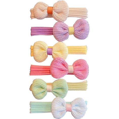 Lot de 6 élastiques à cheveux pour femmes, avec nœud papillon décoratif, couleurs vives, pour cheveux épais et fins, très élastiques.-A (1/5)