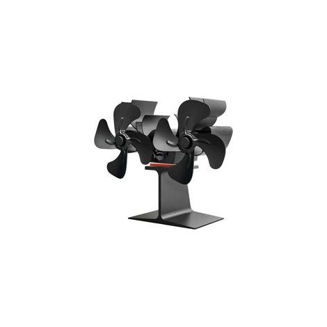 Ventilateur de cheminée thermique à double tête pour poêles à bois – Ventilateur de Noël en forme de renne noir avec 8 pales, dimensions 20 × 9 × 17 cm (1/5)