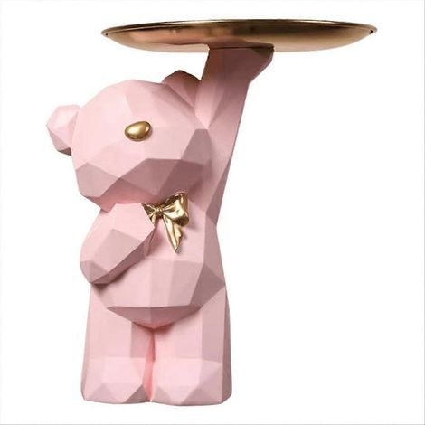 Plateau de rangement géométrique ours, adorable sculpture d'ours nordique, porte-clés, mignon plateau de rangement statue ours pour entrée/salon (1/5)