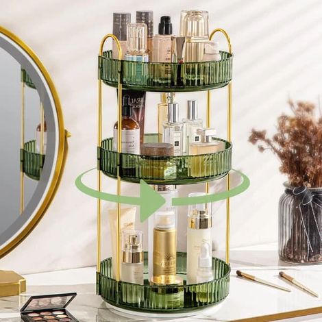 Organisateur de maquillage - 2 ou 3 tiroirs, rangement pour maquillage, support rotatif à 360°, blanc (1/5)